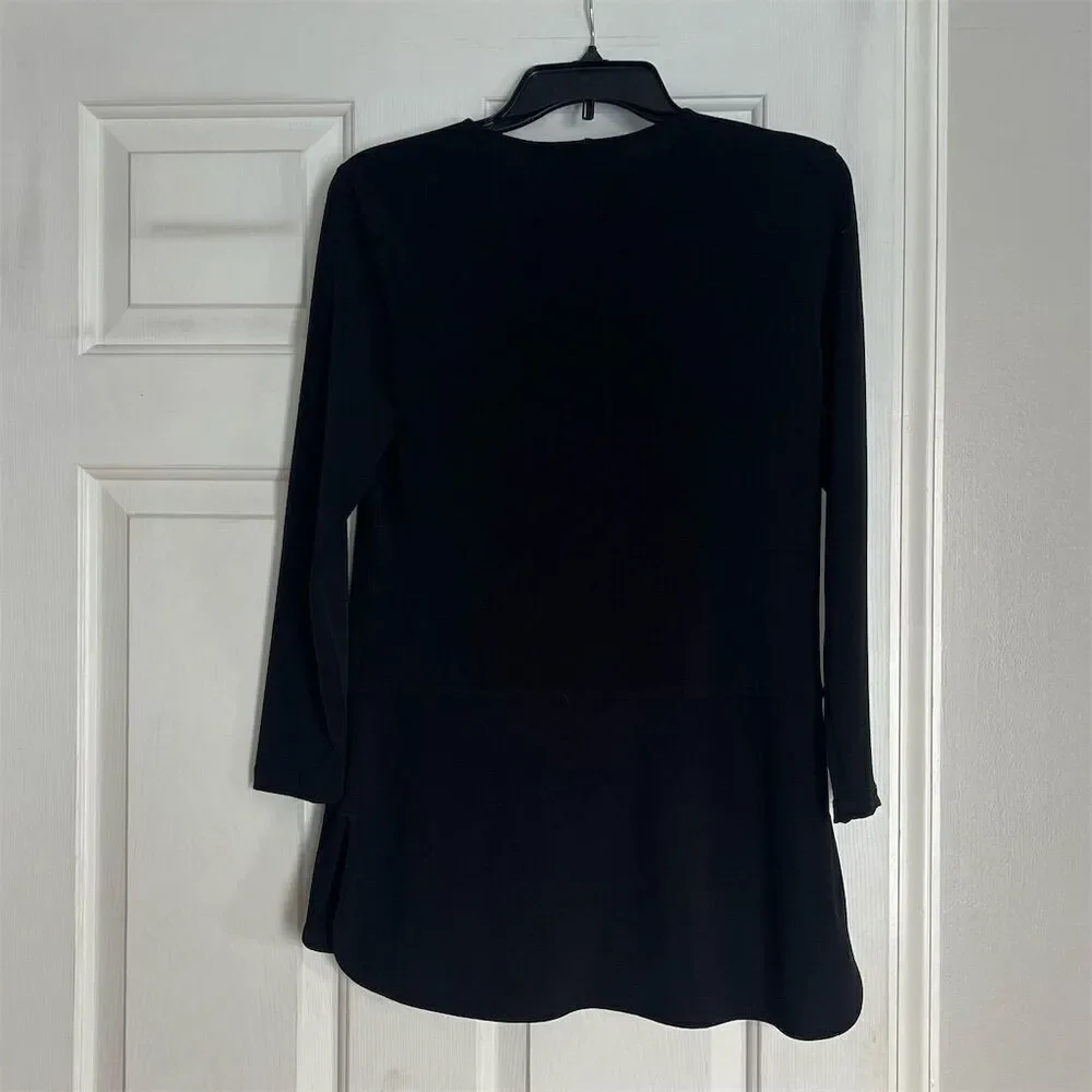 Lauren Ralph Lauren Women's Black Keyhole Peplum Blouse Size S